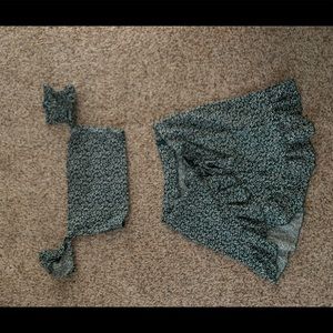 Zaful, green, floral, 2 piece set